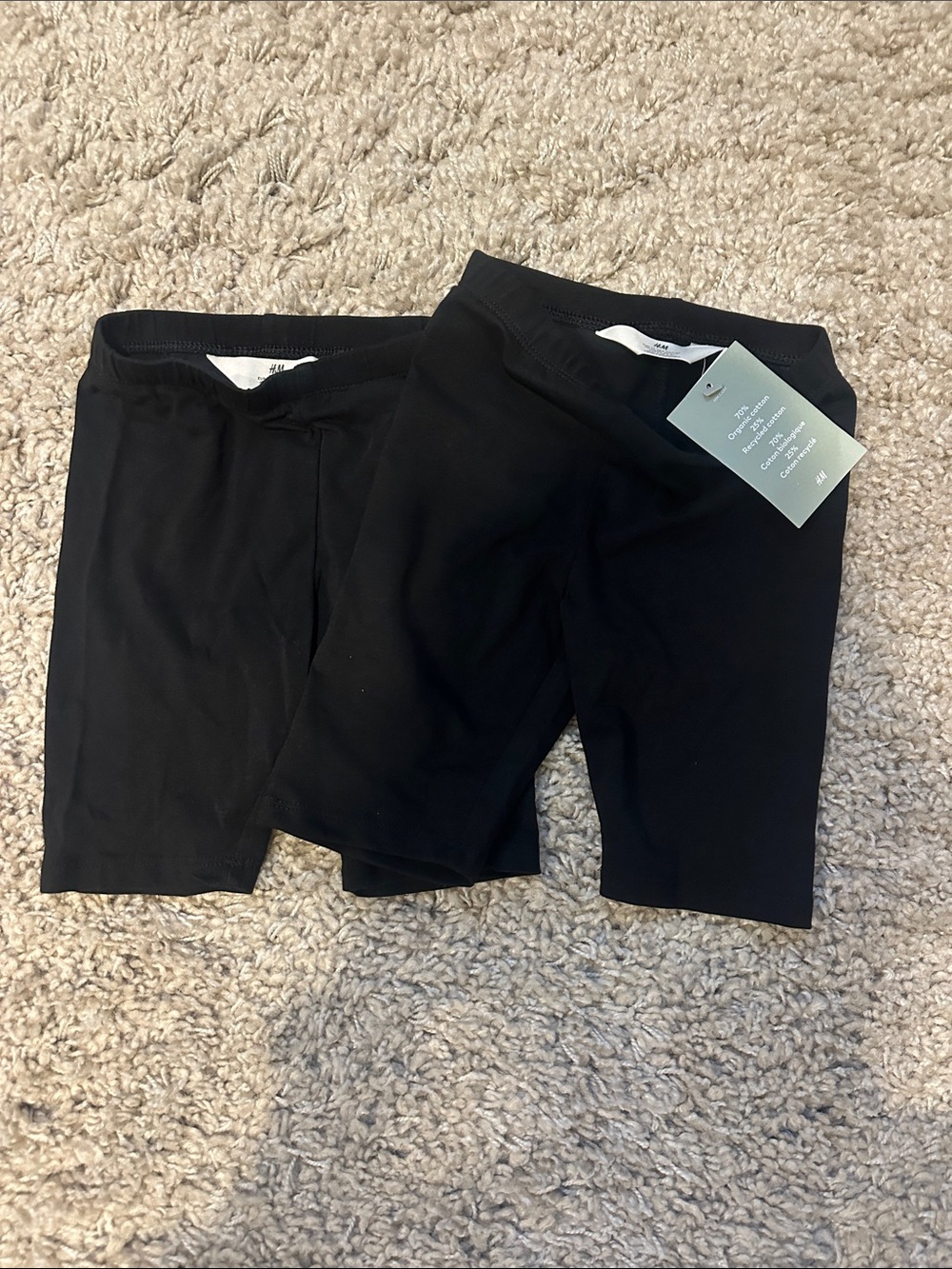 H&M girls black biker shorts x2 size 6